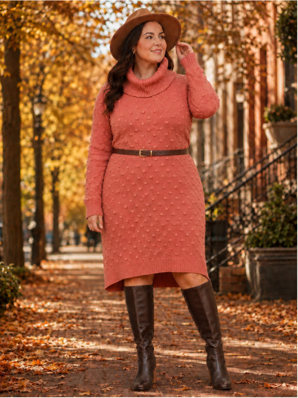 NWT Jessica Howard Coral Bobble Knit Cowl Neck Sweater Dress Large